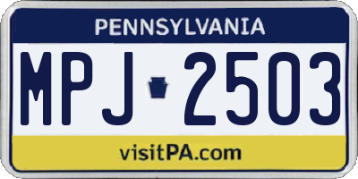 PA license plate MPJ2503