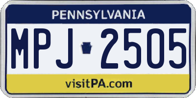 PA license plate MPJ2505