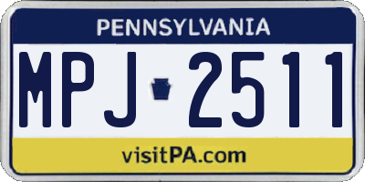 PA license plate MPJ2511