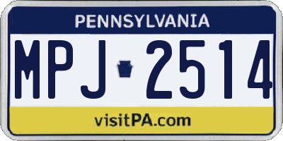 PA license plate MPJ2514