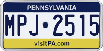 PA license plate MPJ2515