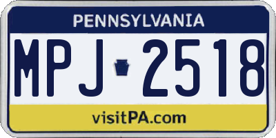 PA license plate MPJ2518