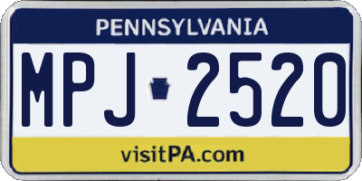 PA license plate MPJ2520
