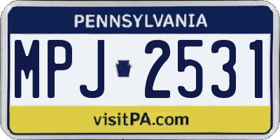 PA license plate MPJ2531