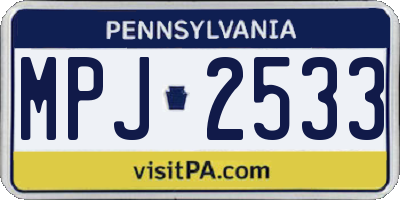 PA license plate MPJ2533