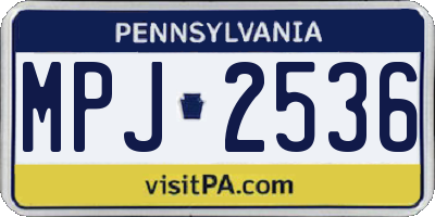 PA license plate MPJ2536