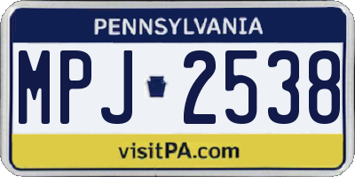 PA license plate MPJ2538