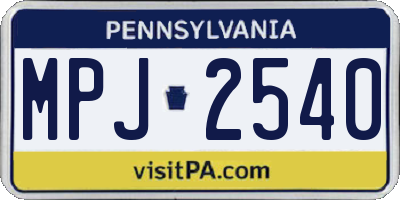 PA license plate MPJ2540