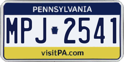PA license plate MPJ2541
