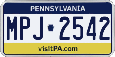 PA license plate MPJ2542