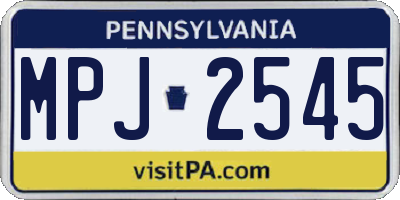 PA license plate MPJ2545