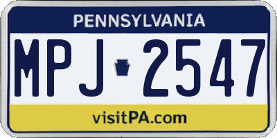 PA license plate MPJ2547
