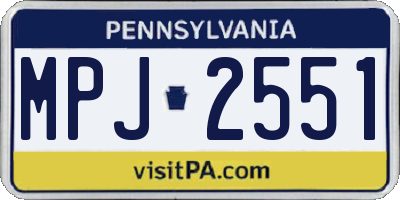 PA license plate MPJ2551