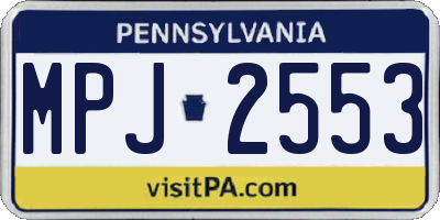 PA license plate MPJ2553