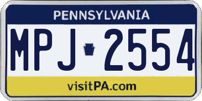 PA license plate MPJ2554