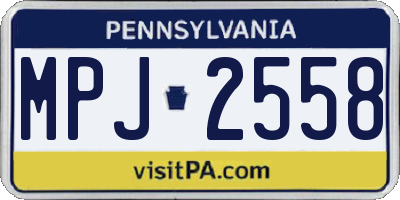 PA license plate MPJ2558
