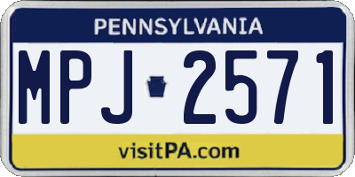 PA license plate MPJ2571