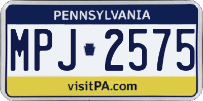 PA license plate MPJ2575