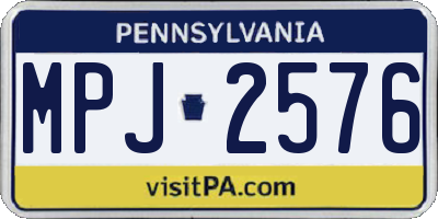 PA license plate MPJ2576