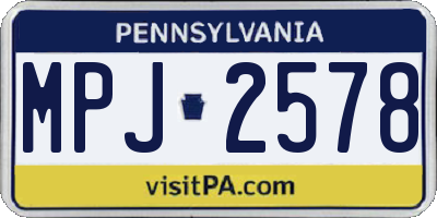 PA license plate MPJ2578