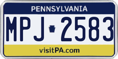 PA license plate MPJ2583