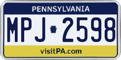 PA license plate MPJ2598