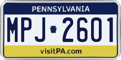 PA license plate MPJ2601