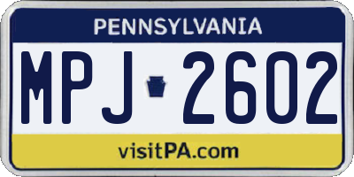 PA license plate MPJ2602