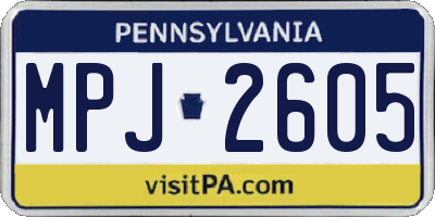 PA license plate MPJ2605