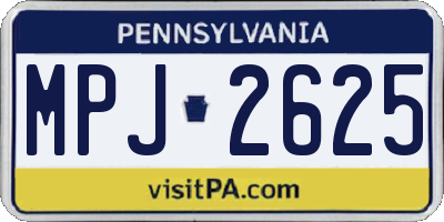 PA license plate MPJ2625