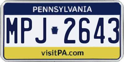 PA license plate MPJ2643