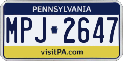 PA license plate MPJ2647