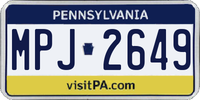PA license plate MPJ2649