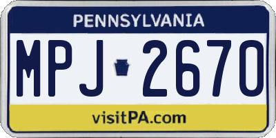 PA license plate MPJ2670