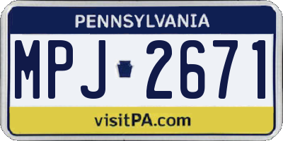 PA license plate MPJ2671