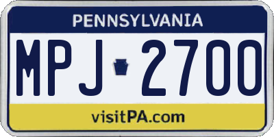 PA license plate MPJ2700