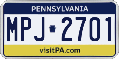 PA license plate MPJ2701