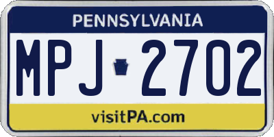PA license plate MPJ2702