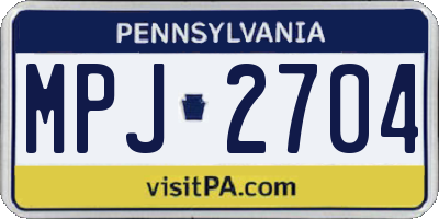 PA license plate MPJ2704