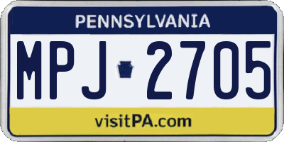 PA license plate MPJ2705