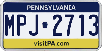 PA license plate MPJ2713