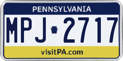 PA license plate MPJ2717