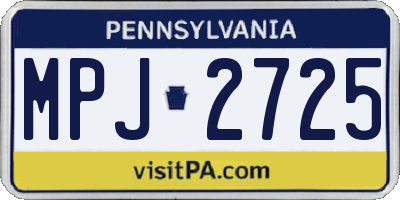 PA license plate MPJ2725