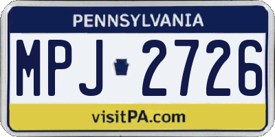 PA license plate MPJ2726
