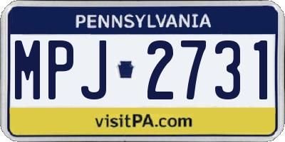 PA license plate MPJ2731