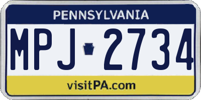 PA license plate MPJ2734