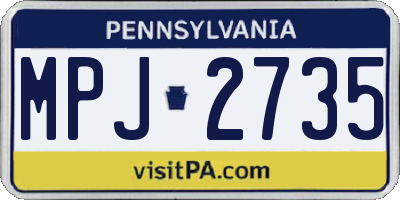 PA license plate MPJ2735