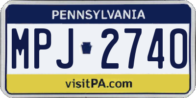 PA license plate MPJ2740