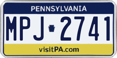 PA license plate MPJ2741