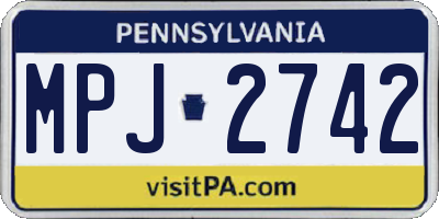 PA license plate MPJ2742